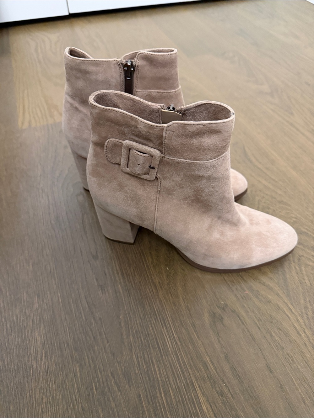 Lord & Taylor Suede Ankle Booties in Taupe